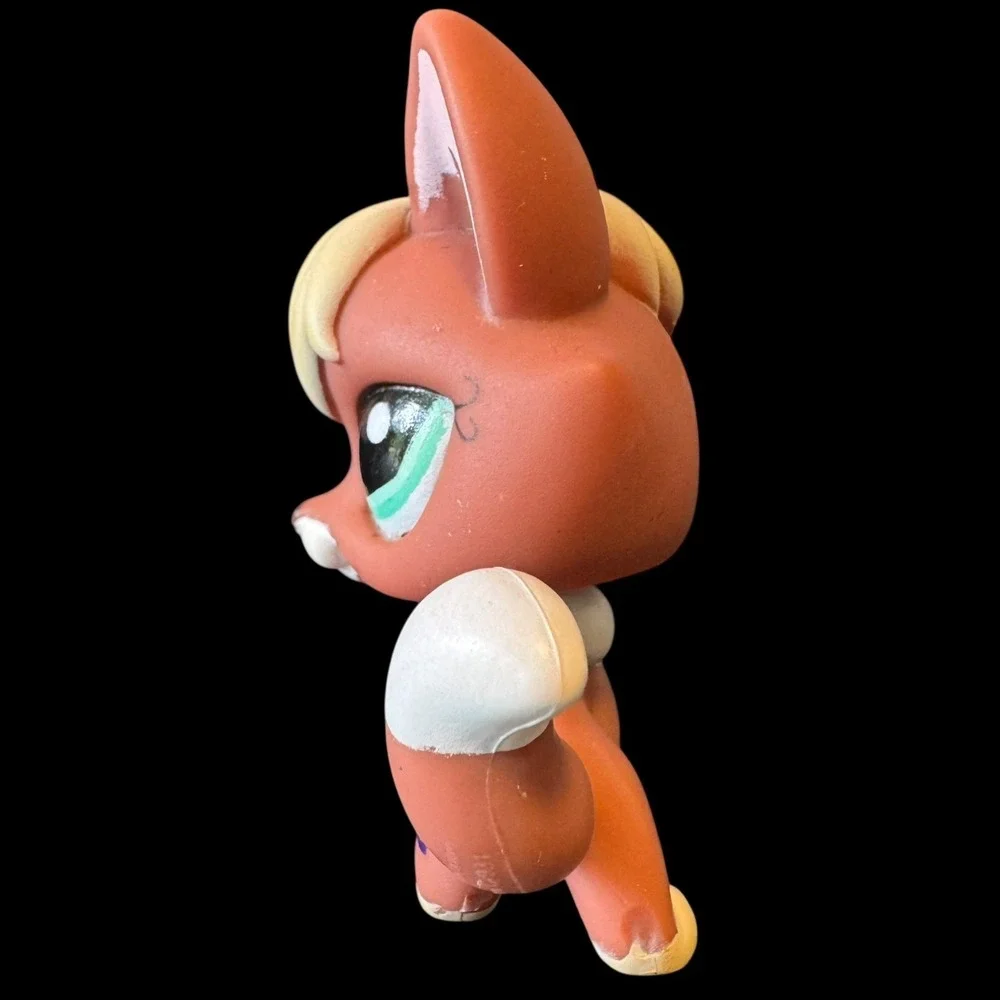 Authentic Littlest Pet‎ Shop Red Fox #1126 LPS Brown Beige White Teal Dot Eyes
